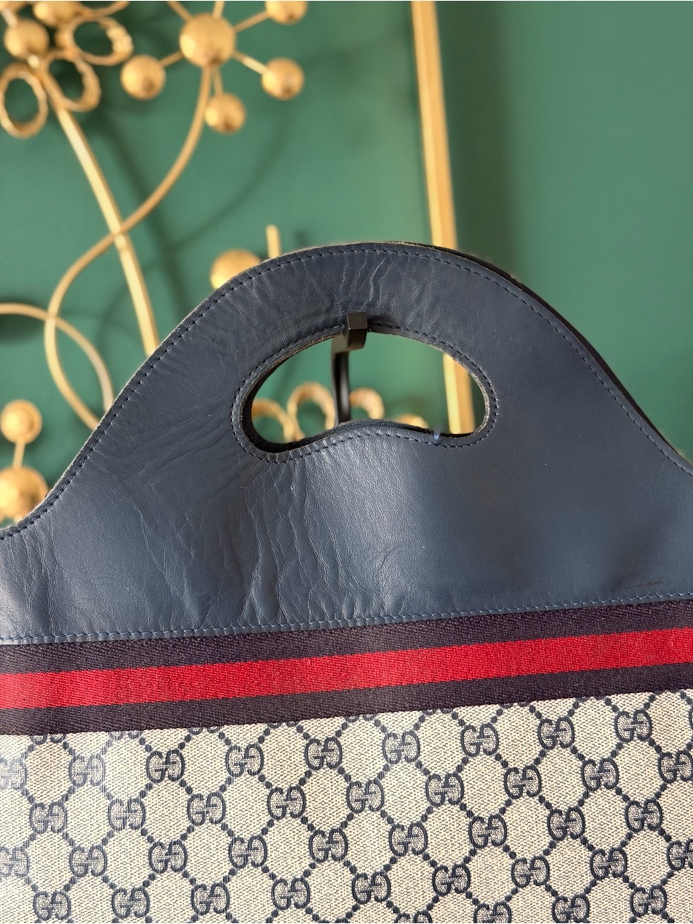 Gucci Navy Blue Leather Tote - Picture 4 of 10